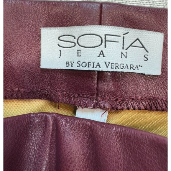 Sofia Jeans By Sofia Vergara Rosa Jegging Size 4 Burgundy Faux Leather - Picture 2 of 12